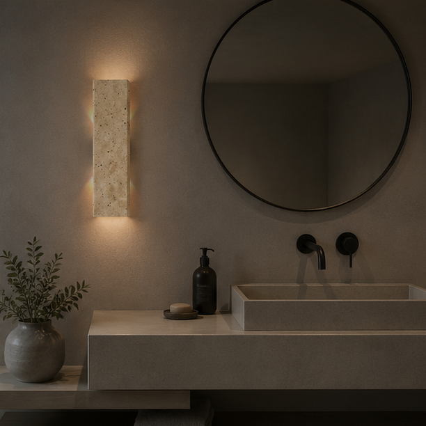 Royelux Natural Stone Outdoor Wall Sconce - Warm LED Light with IP44 Waterproofing