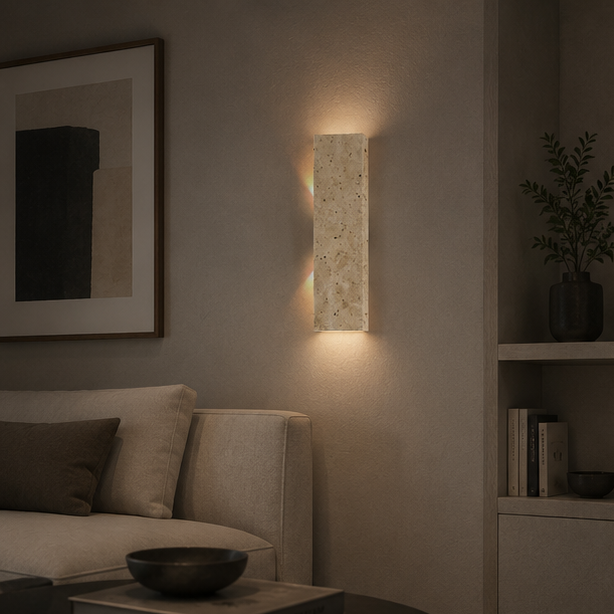 Royelux Natural Stone Outdoor Wall Sconce - Warm LED Light with IP44 Waterproofing