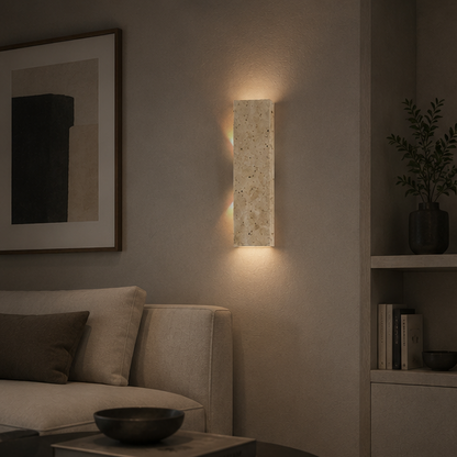 Royelux Natural Stone Outdoor Wall Sconce - Warm LED Light with IP44 Waterproofing