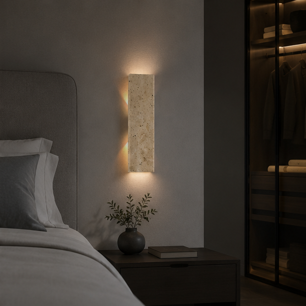 Royelux Natural Stone Outdoor Wall Sconce - Warm LED Light with IP44 Waterproofing