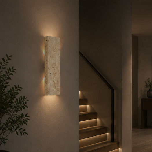 Royelux Natural Stone Outdoor Wall Sconce - Warm LED Light with IP44 Waterproofing