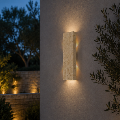 Royelux Natural Stone Outdoor Wall Sconce - Warm LED Light with IP44 Waterproofing