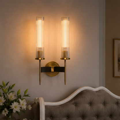 Lumora Smart Copper Glass Wall Sconce - App Controlled Modern Luxury Wall Light