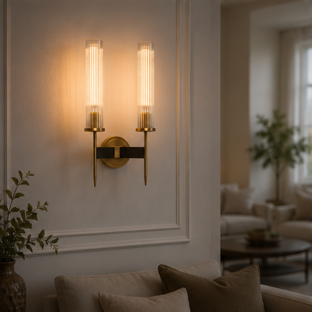 Lumora Smart Copper Glass Wall Sconce - App Controlled Modern Luxury Wall Light