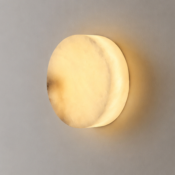 RoyaleGlow Round Alabaster Wall Sconce-Modern LED Ambient Light