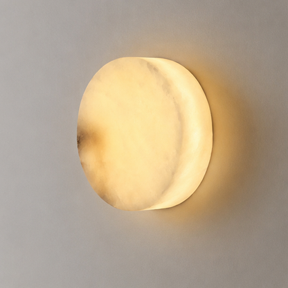 RoyaleGlow Round Alabaster Wall Sconce-Modern LED Ambient Light
