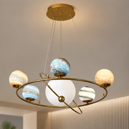Royelux Modern Gold Globe Pendant Light with Glass Shades for Dining Room & Kitchen