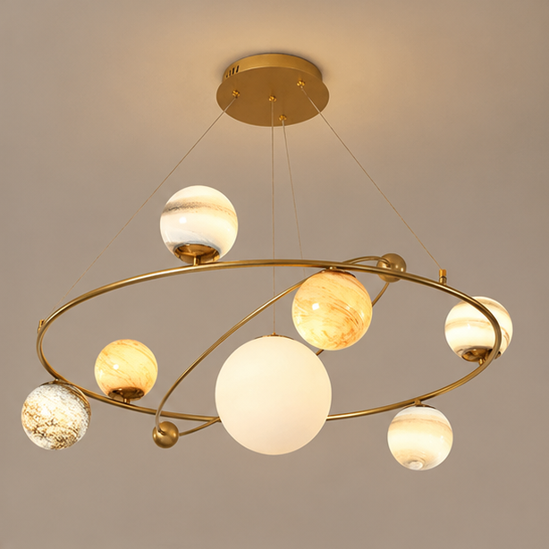 Royelux Modern Gold Globe Pendant Light with Glass Shades for Dining Room & Kitchen