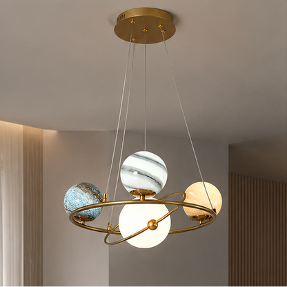 Royelux Modern Gold Globe Pendant Light with Glass Shades for Dining Room & Kitchen