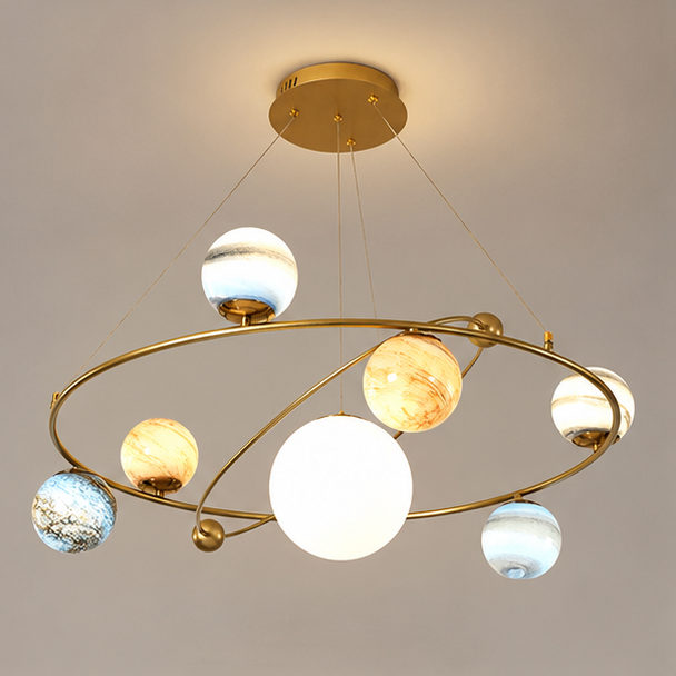 Royelux Modern Gold Globe Pendant Light with Glass Shades for Dining Room & Kitchen