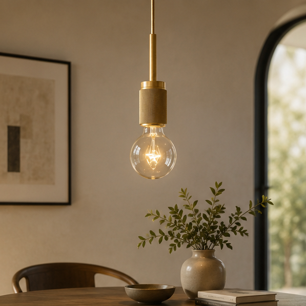 RoyaleGlow Vintage Brass Mini Pendant Light - Industrial Edison Style Hanging Fixture