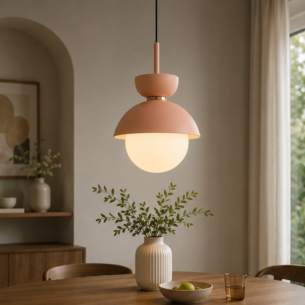 RoyaleGlow Mid-Century Modern Orb Pendant Light with Matte Metal & Glass Shade