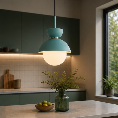 RoyaleGlow Mid-Century Modern Orb Pendant Light with Matte Metal & Glass Shade