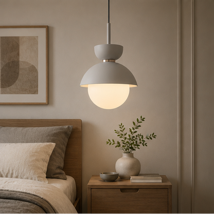 RoyaleGlow Mid-Century Modern Orb Pendant Light with Matte Metal & Glass Shade