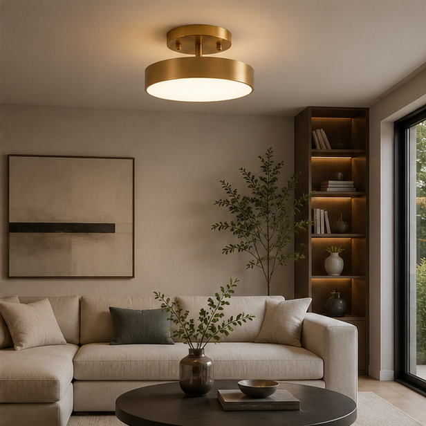 LuxRoyale Modern Gold LED Ceiling Spotlight - Dimmable Rotating Directional Flush Mount