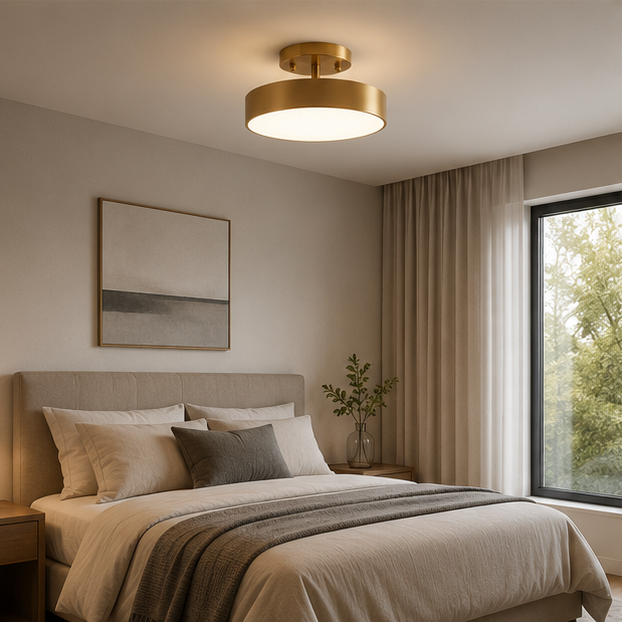 LuxRoyale Modern Gold LED Ceiling Spotlight - Dimmable Rotating Directional Flush Mount
