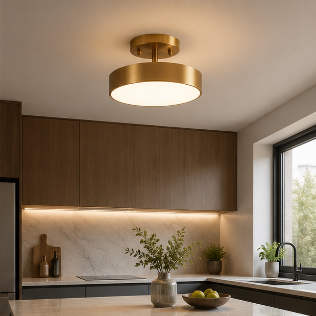 LuxRoyale Modern Gold LED Ceiling Spotlight - Dimmable Rotating Directional Flush Mount