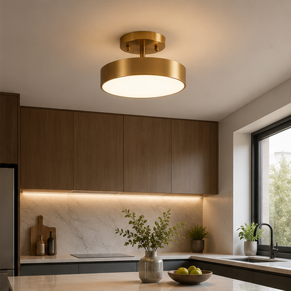 LuxRoyale Modern Gold LED Ceiling Spotlight - Dimmable Rotating Directional Flush Mount