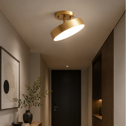 LuxRoyale Modern Gold LED Ceiling Spotlight - Dimmable Rotating Directional Flush Mount