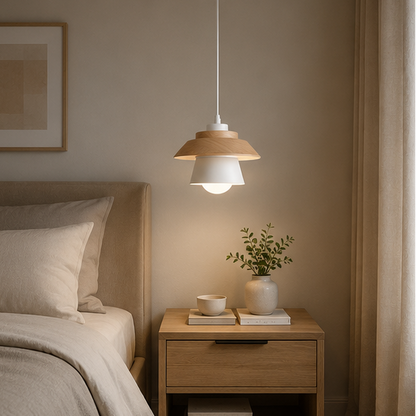 Royelux Mid-Century Modern Wood & Metal LED Pendant Light for Kitchen Island