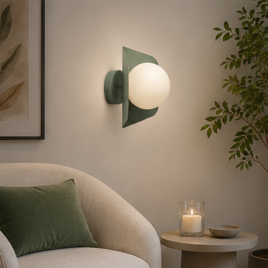 RoyaleGlow Modern Yellow Geometric Wall Sconce with Frosted Globe Shade