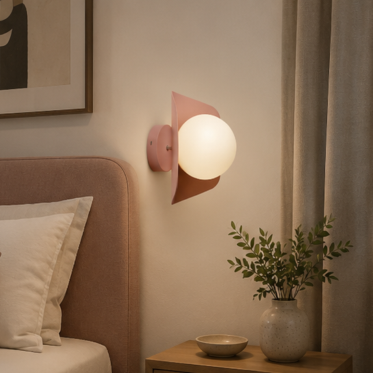 RoyaleGlow Modern Yellow Geometric Wall Sconce with Frosted Globe Shade