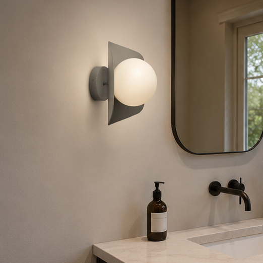 RoyaleGlow Modern Yellow Geometric Wall Sconce with Frosted Globe Shade
