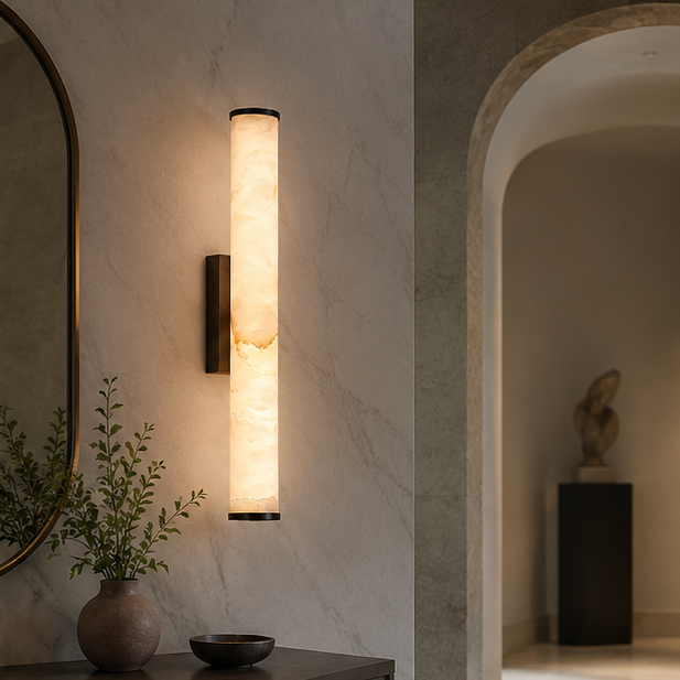 LuxRoyale Spanish Marble Copper Wall Sconce - Modern & Minimalist Wall Light