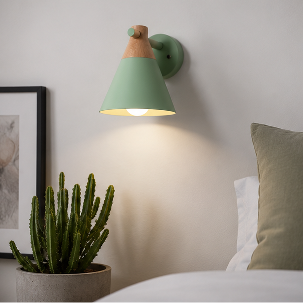 LuxRoyale Modern Nordic Bell Wall Sconce - Metal & Wood LED Accent Light
