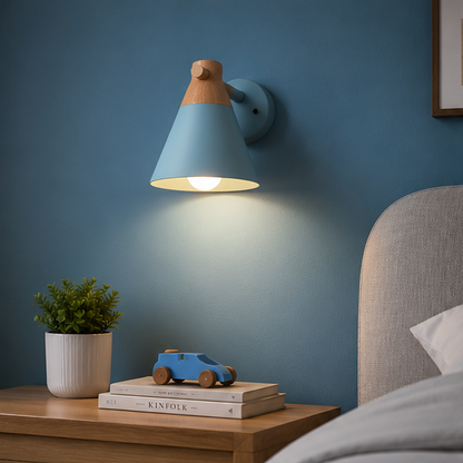 LuxRoyale Modern Nordic Bell Wall Sconce - Metal & Wood LED Accent Light