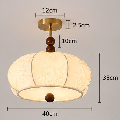 RoyaleGlow Pleated Fabric Semi-Flush Mount Ceiling Light with Botanical Print