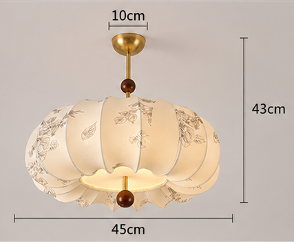 RoyaleGlow Pleated Fabric Semi-Flush Mount Ceiling Light with Botanical Print