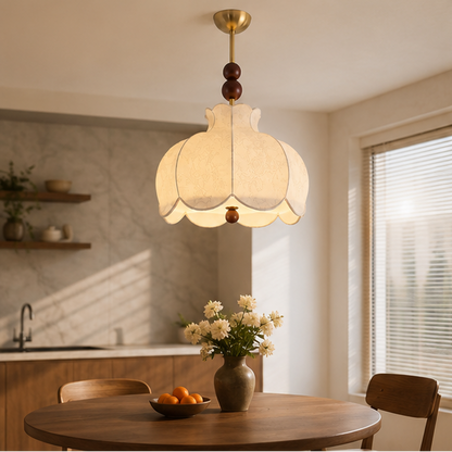 RoyaleGlow Pleated Fabric Semi-Flush Mount Ceiling Light with Botanical Print