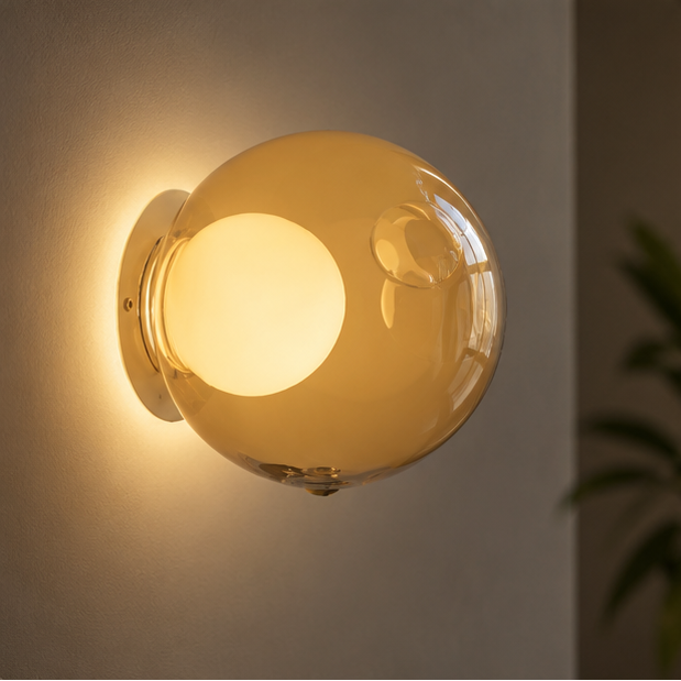 RoyaleGlow Modern Glass Sphere Wall Sconce - Elegant Ambient Lighting Fixture