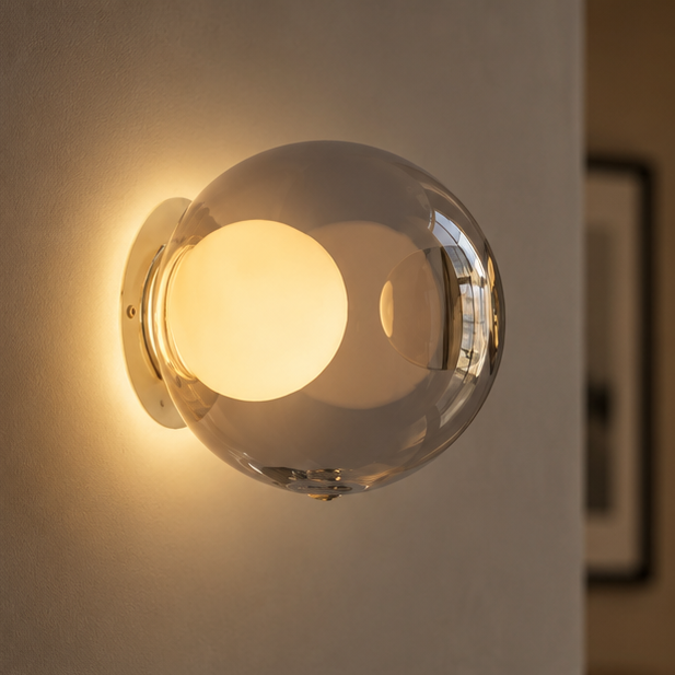 RoyaleGlow Modern Glass Sphere Wall Sconce - Elegant Ambient Lighting Fixture