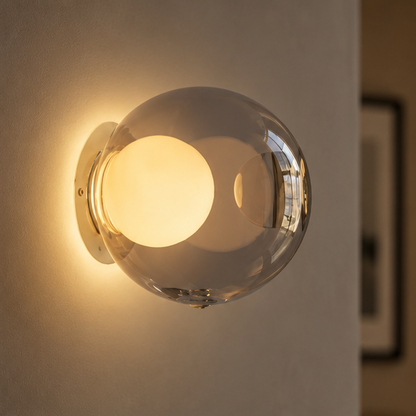 RoyaleGlow Modern Glass Sphere Wall Sconce - Elegant Ambient Lighting Fixture