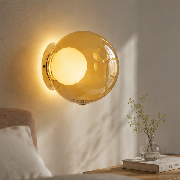 RoyaleGlow Modern Glass Sphere Wall Sconce - Elegant Ambient Lighting Fixture