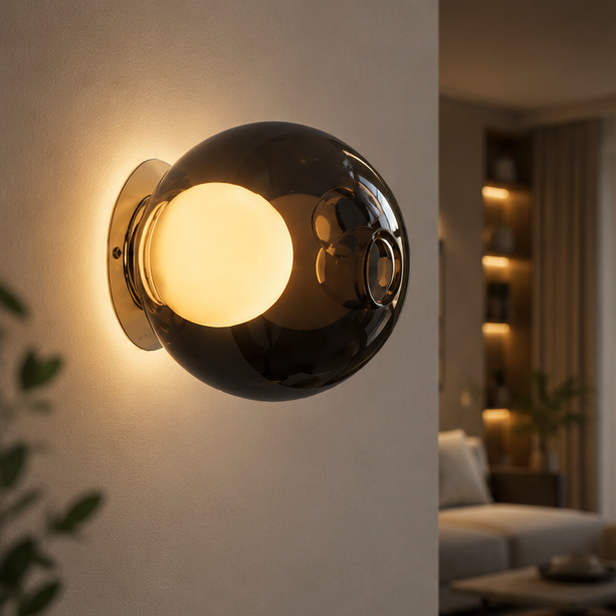RoyaleGlow Modern Glass Sphere Wall Sconce - Elegant Ambient Lighting Fixture