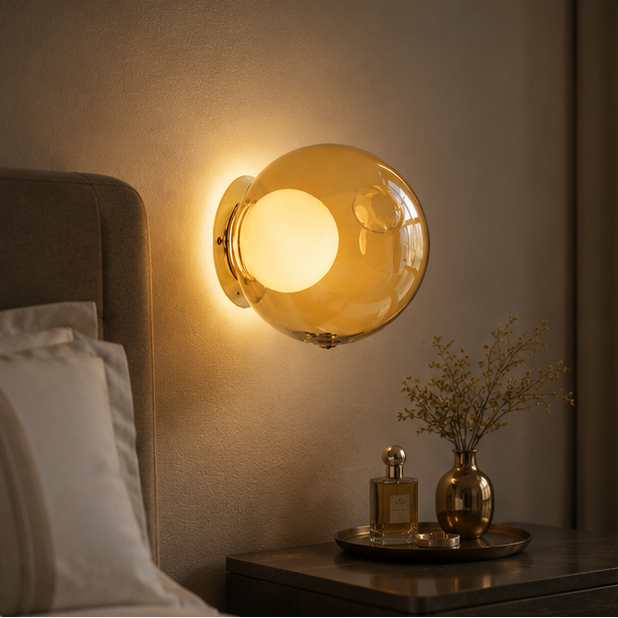 RoyaleGlow Modern Glass Sphere Wall Sconce - Elegant Ambient Lighting Fixture