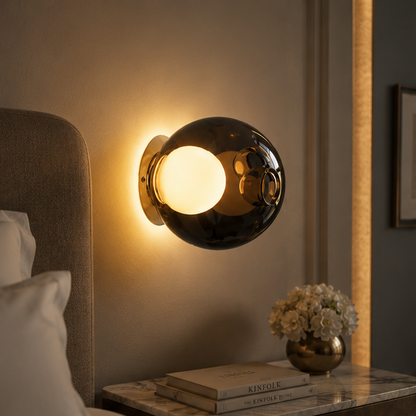 RoyaleGlow Modern Glass Sphere Wall Sconce - Elegant Ambient Lighting Fixture