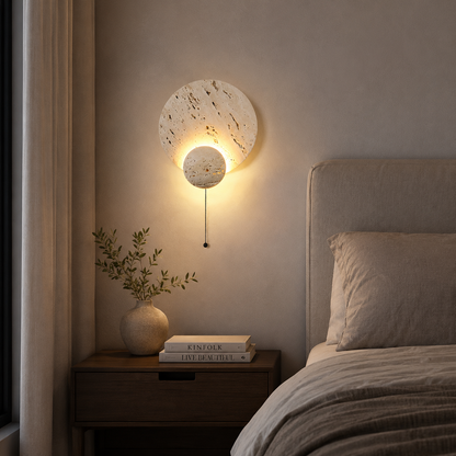Royelux Modern Travertine Wall Sconce - Cream Natural Stone LED Lighting