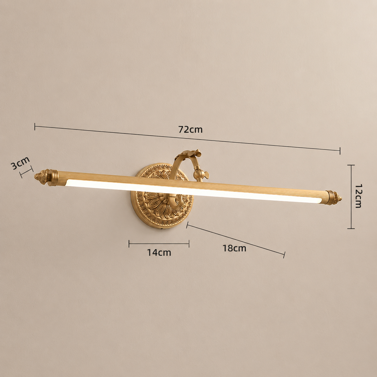 RoyaleGlow Modern Copper LED Vanity Light for Bathroom Mirror, Artwork & Picture Lighting