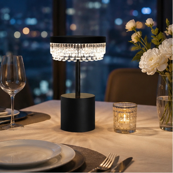 RoyaleGlow Rechargeable Crystal LED Table Lamp - 3-Mode Touch Cordless Bedside Light