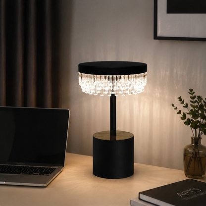 RoyaleGlow Rechargeable Crystal LED Table Lamp - 3-Mode Touch Cordless Bedside Light