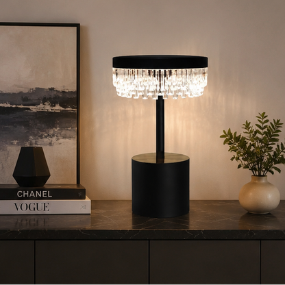 RoyaleGlow Rechargeable Crystal LED Table Lamp - 3-Mode Touch Cordless Bedside Light