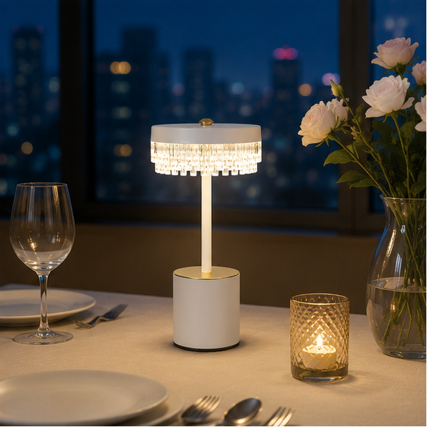 RoyaleGlow Rechargeable Crystal LED Table Lamp - 3-Mode Touch Cordless Bedside Light