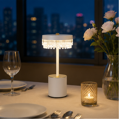 RoyaleGlow Rechargeable Crystal LED Table Lamp - 3-Mode Touch Cordless Bedside Light
