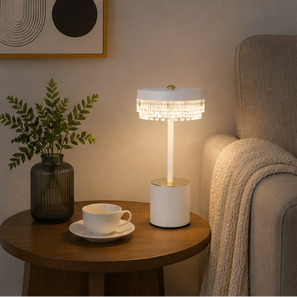 RoyaleGlow Rechargeable Crystal LED Table Lamp - 3-Mode Touch Cordless Bedside Light