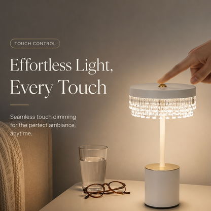 RoyaleGlow Rechargeable Crystal LED Table Lamp - 3-Mode Touch Cordless Bedside Light