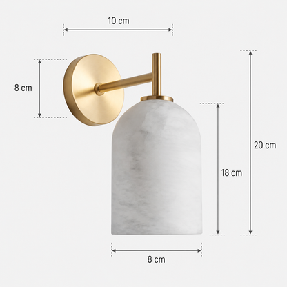 LuxRoyale Modern Marble & Brass Wall Sconce- Cylindrical Natural Stone Fixture
